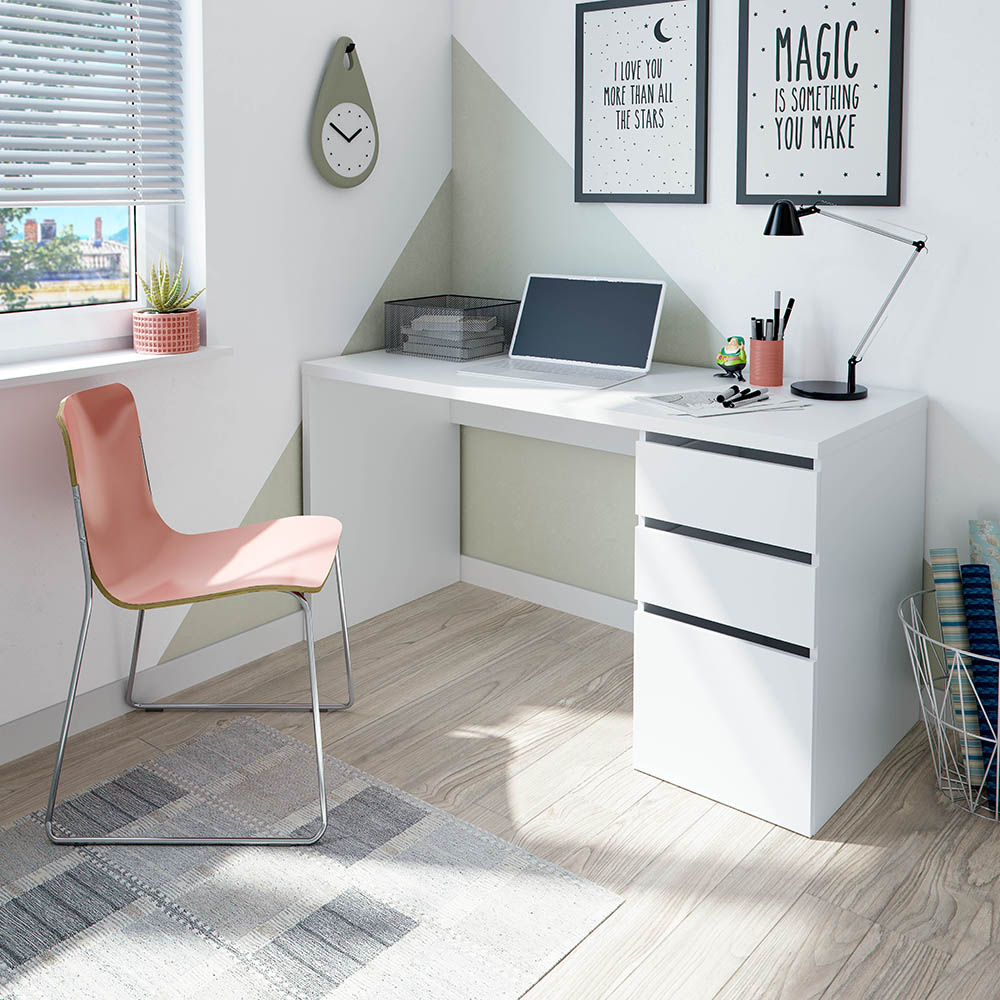 Amalno Desk with Drawers in White