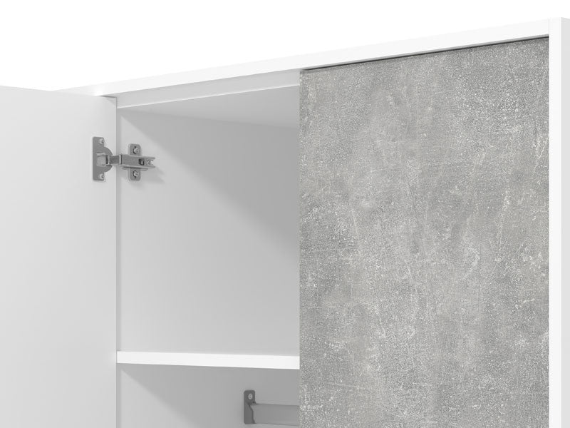 Varadero Modern 3-Door Wardrobe with Concrete and White Finish - 11011616