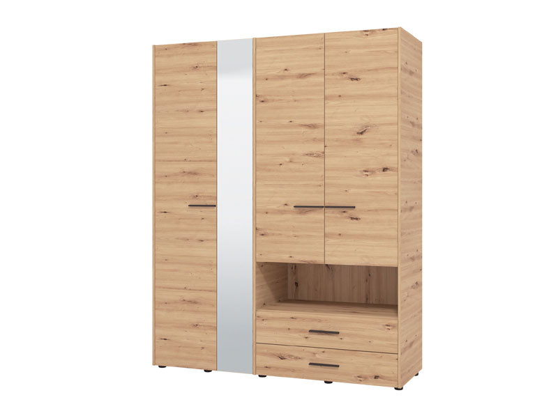 Matera 4 Door Oak Effect Wardrobe With Open Shelf And Drawers- 11008265