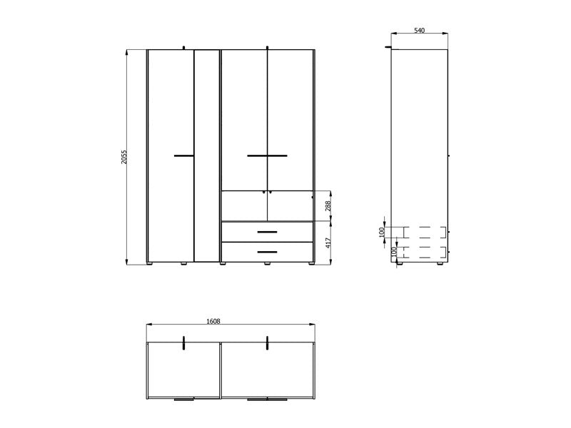 Matera 4 Door Oak Effect Wardrobe With Open Shelf And Drawers- 11008265