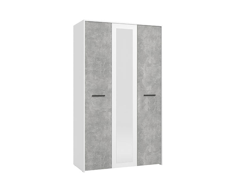 Varadero Modern 3-Door Wardrobe with Concrete and White Finish - 11011616