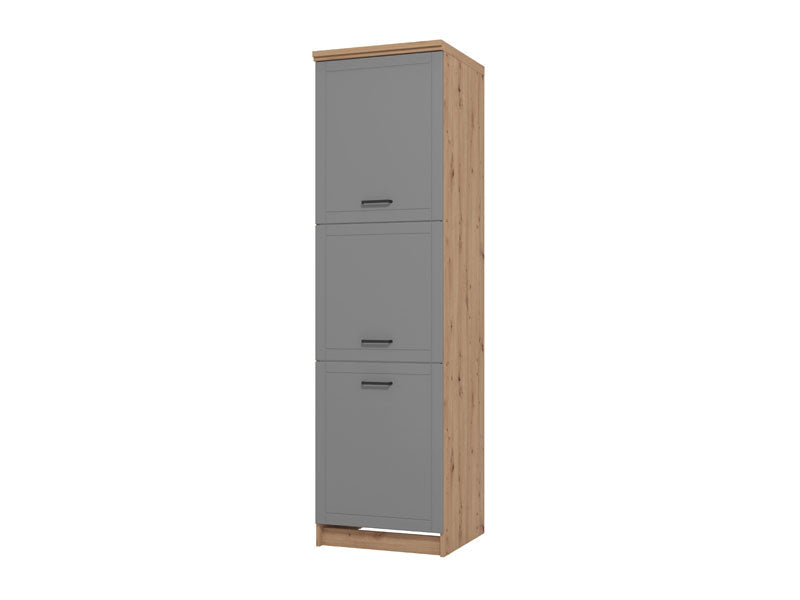Sara Grey And Oak Effect Tall 60cm 3 Door Kitchen Larder Unit Pantry Cupboard - 11012281