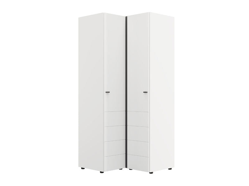 Nevaris White Narrow 2 Door Space-Saving Corner Wardrobe 11014892