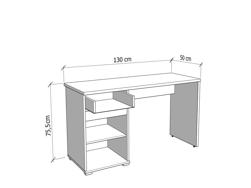 Langdon White Gloss Computer Desk With Drawer and Cupboard - 11011771