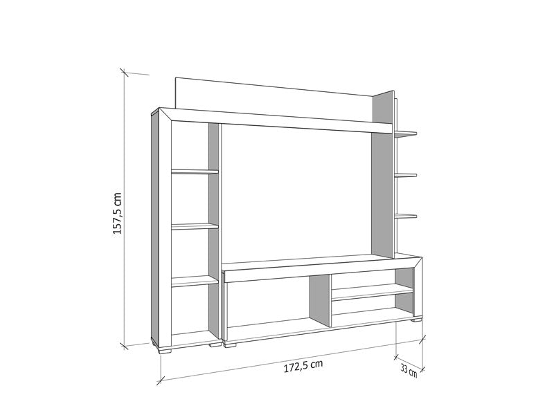 Raya Artisan Oak Effect And Black Compact Entertaiment Unit Wall TV Cabinet - 11008241