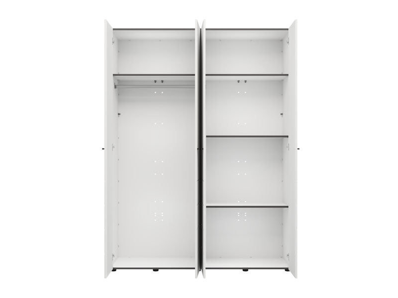 Nevaris White Narrow 4 Door Space-Saving 155cm Wide Wardrobe - 11014951