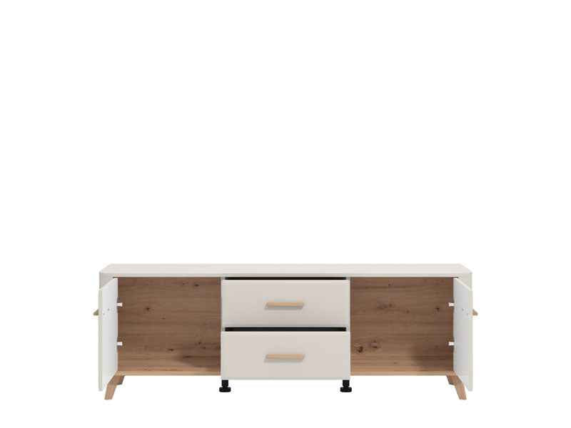 Barwen Cashmere And Oak Effect 2 Door 154cm TV Cabinet Unit - 11014453