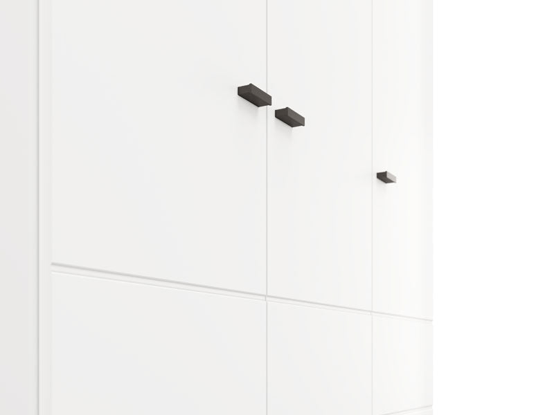 Nevaris White Narrow 3 Door Space-Saving 117cm Wide Wardrobe - 11014949