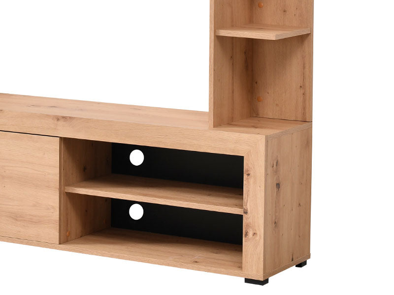 Raya Artisan Oak Effect And Black Compact Entertaiment Unit Wall TV Cabinet - 11008241