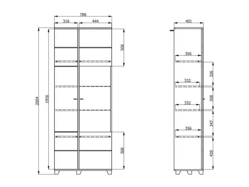 Burgundy White High Gloss And Warm Oak Effect Tall 2 Door Showcase Display Cabinet 11012062 RZ