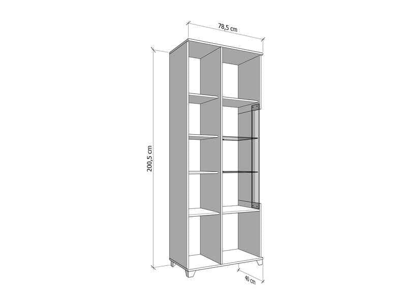 Burgundy White High Gloss And Warm Oak Effect Tall 2 Door Showcase Display Cabinet 11012062 RZ