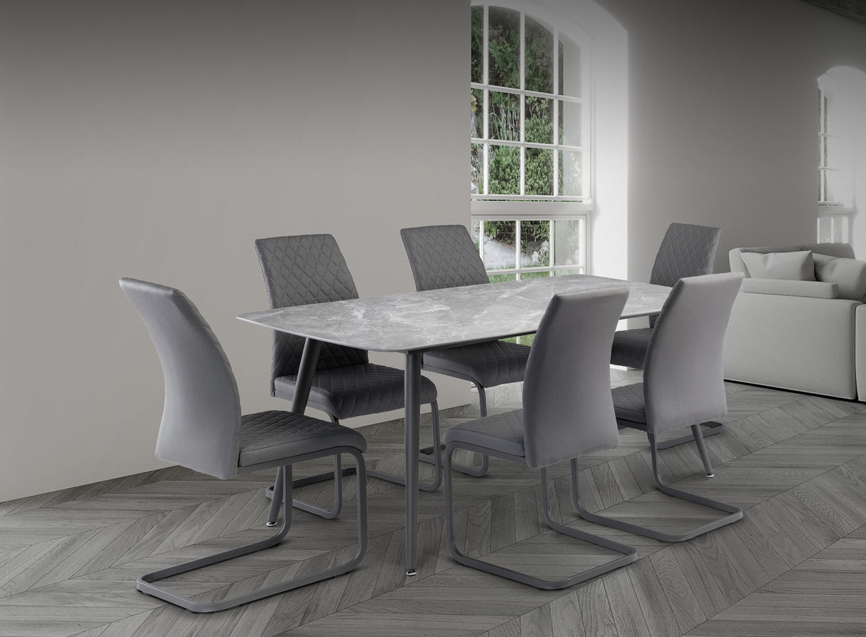 Coveli 160cm Grey Sintered Stone Dining Table Top With Grey Legs