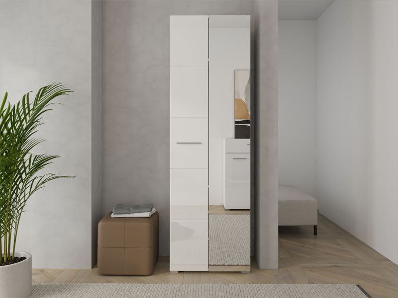 Lucca White Gloss Slim Narrow Shallow Depth Wardrobe for Small Spaces -11008561