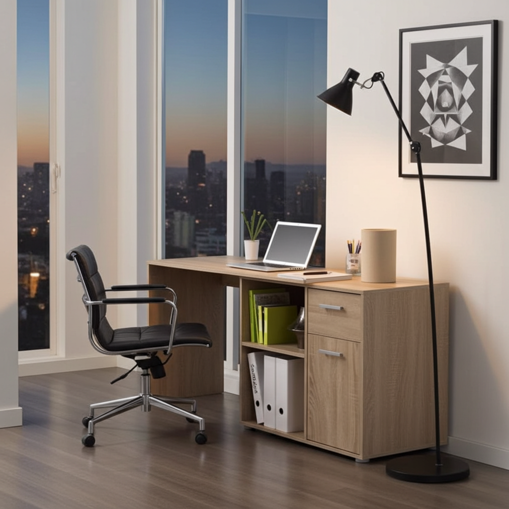 Arabella Corner Flexi Desk Oak Effect With Drawers 360-001OAK