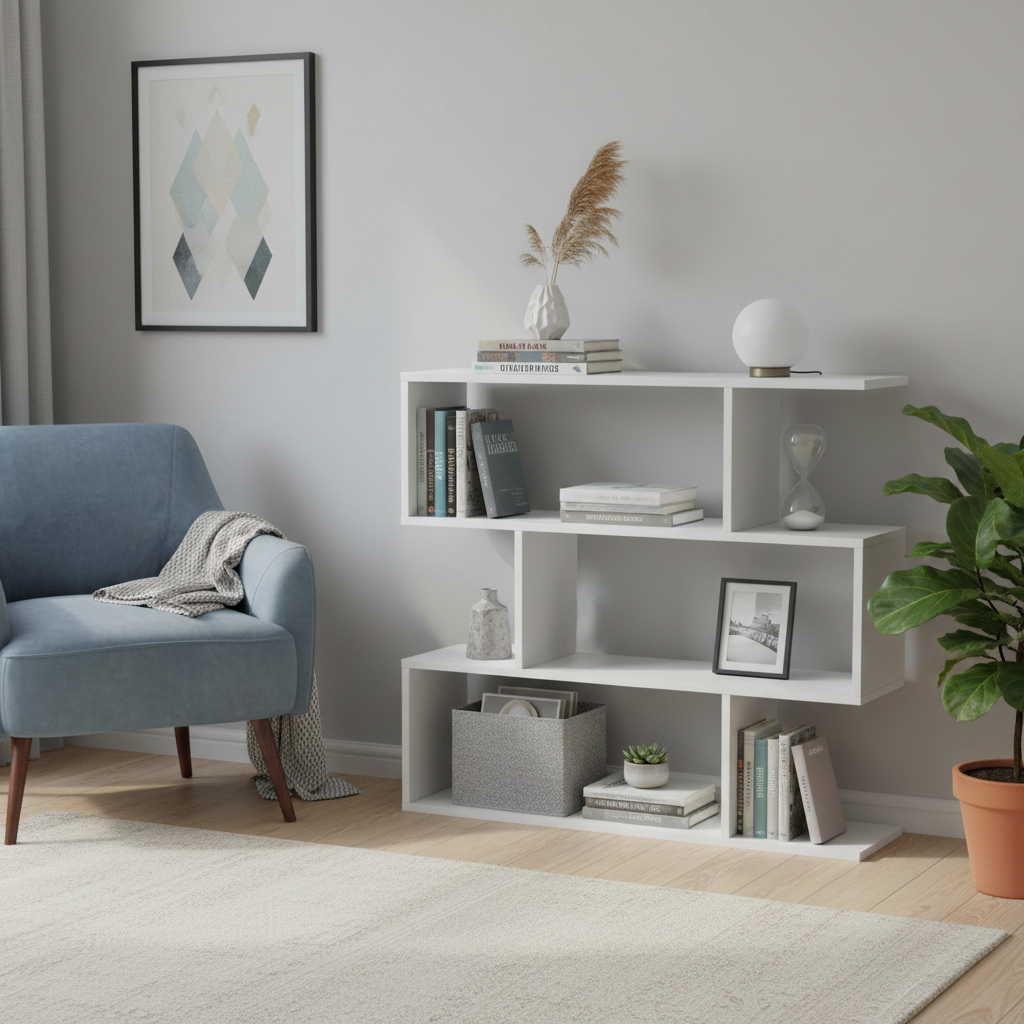 Zed Short Bookcase in Glossed White