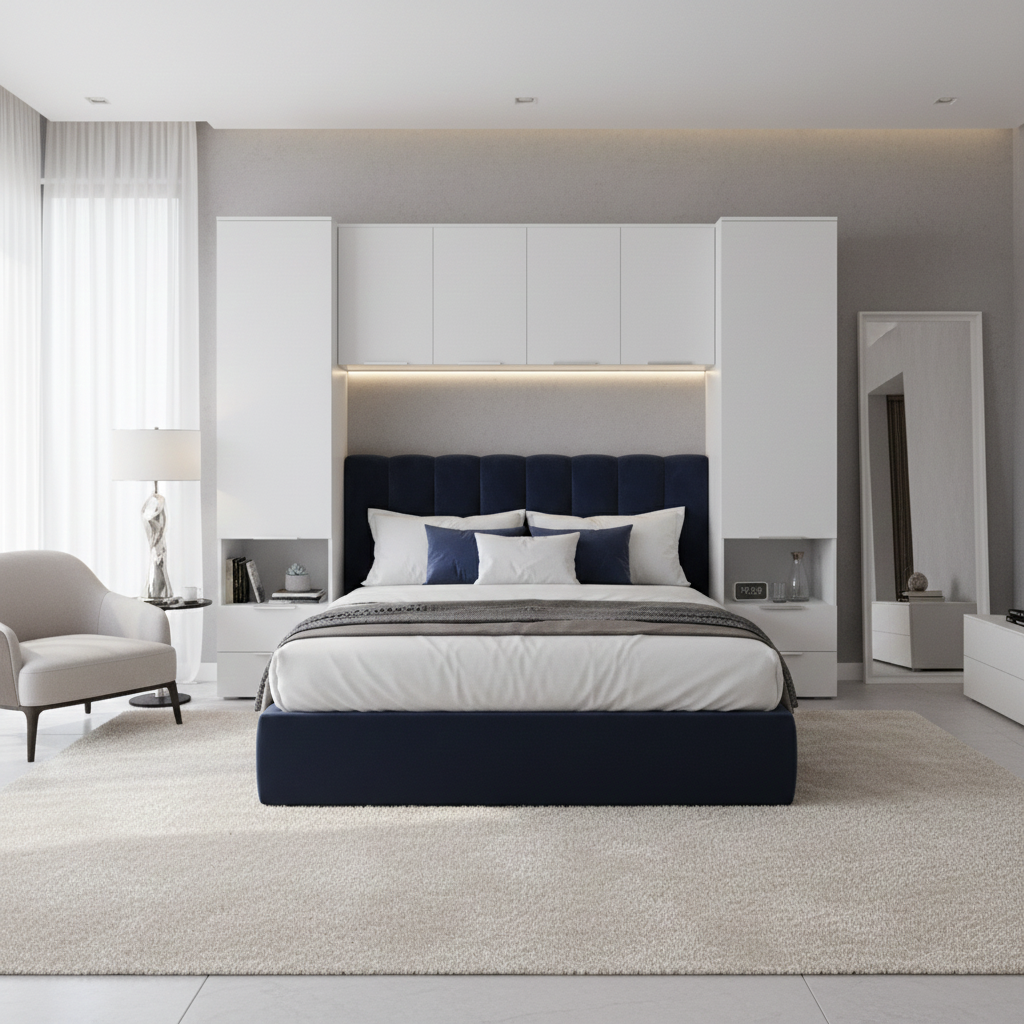 Miracle Matte White 6 Doors 4 Drawers Wardrobe Overbed Storage Unit