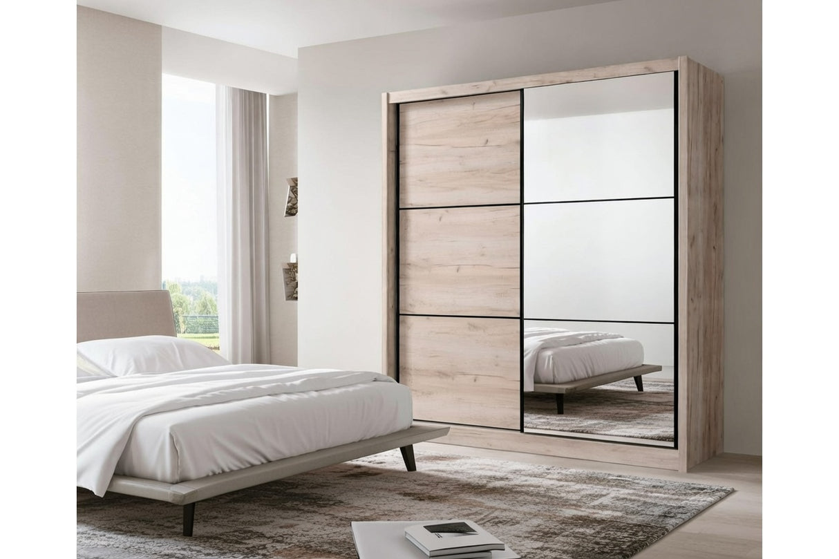 Nancy Oak 2 Door Sliding Door Wardrobe Slider 215cm Wide- 11008278