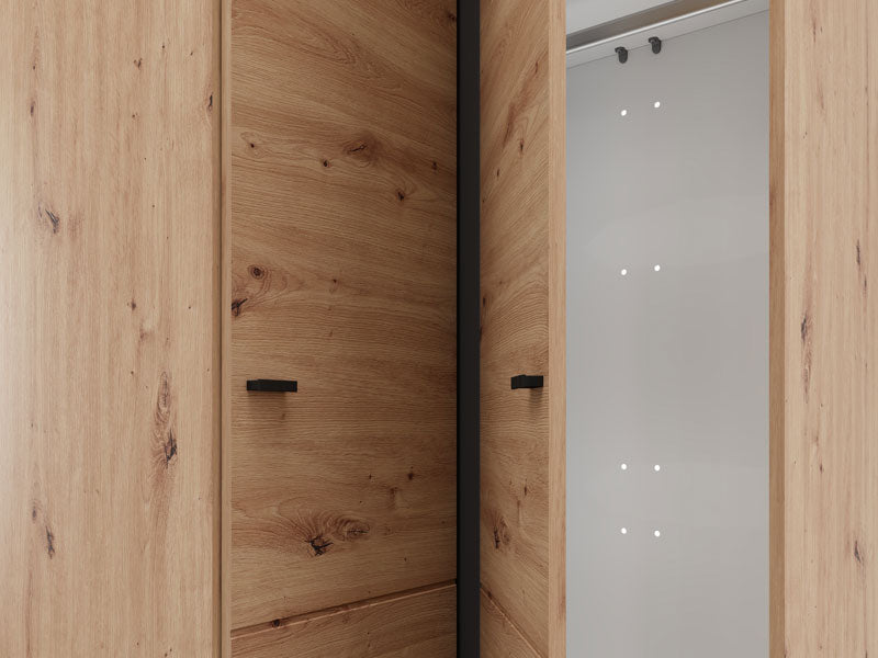Nevaris Oak Effect Narrow 2 Door Space-Saving Corner Wardrobe - 11014891