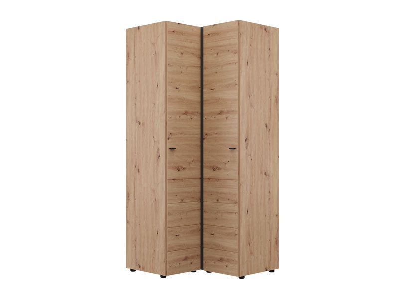Nevaris Oak Effect Narrow 2 Door Space-Saving Corner Wardrobe - 11014891