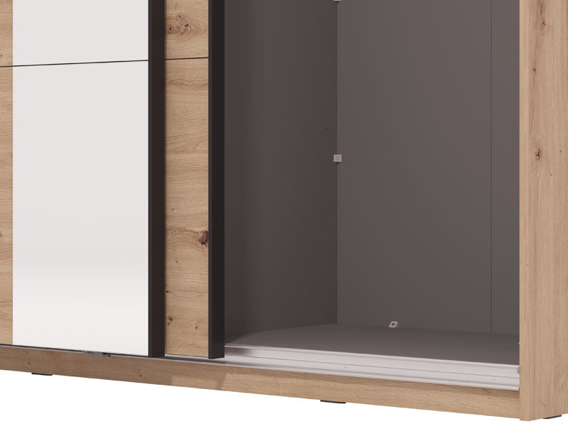 Noah Oak Effect Mirrored Sliding Door Wardrobe 145cm - 11013480