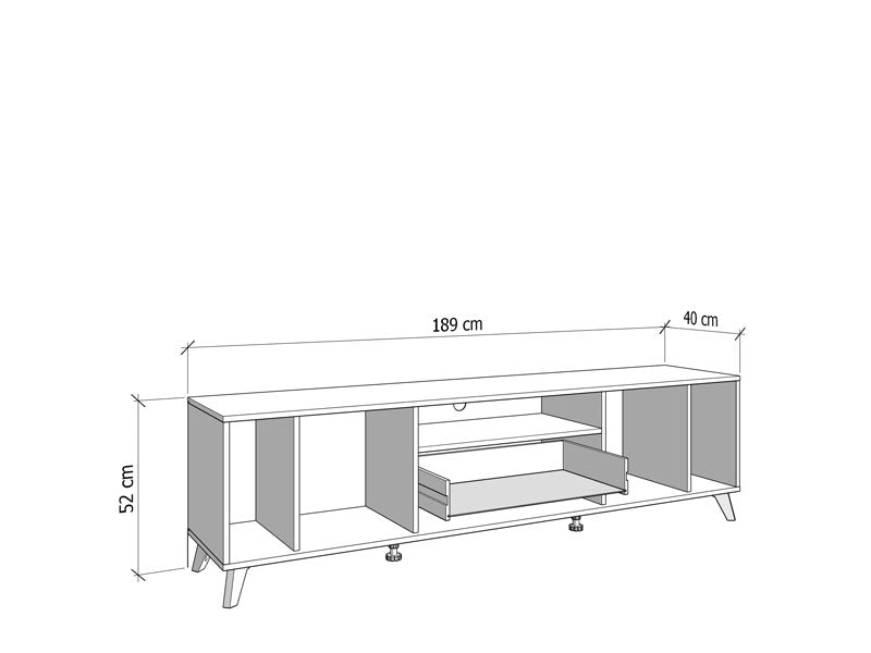 Orleans Oak Effect And White 189cm Wide TV Unit Cabinet With Storage 11013346