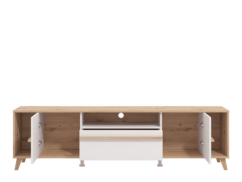 Orleans Oak Effect And White 189cm Wide TV Unit Cabinet With Storage 11013346