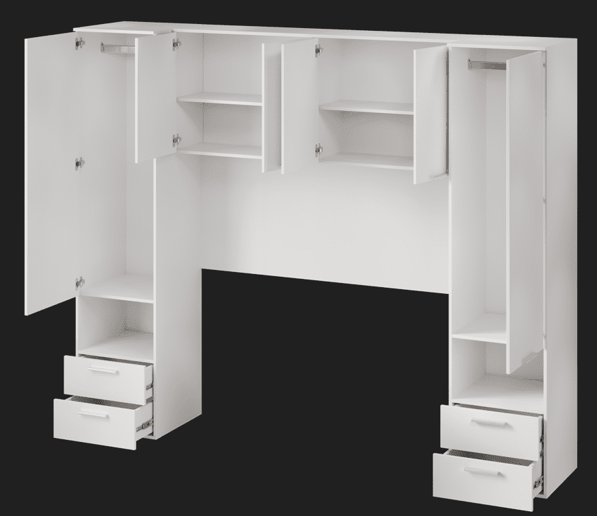 Miracle Matte White 6 Doors 4 Drawers Wardrobe Overbed Storage Unit
