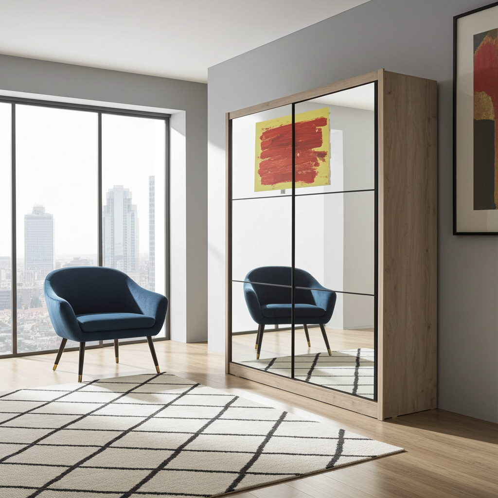 Marvella Artisan Oak Effect Full Mirrored 2 Door Sliding Door Wardrobe Slider 213cm Wide 11008348