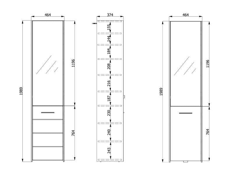 Lisbon White Mirrored 1 Door 30 Pair Tall Slim Shoe Cabinet Cupboard - 11012393