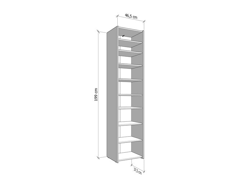 Lisbon White Mirrored 1 Door 30 Pair Tall Slim Shoe Cabinet Cupboard - 11012393