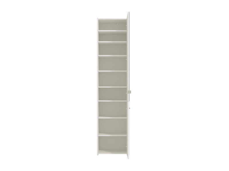Lisbon White Mirrored 1 Door 30 Pair Tall Slim Shoe Cabinet Cupboard - 11012393