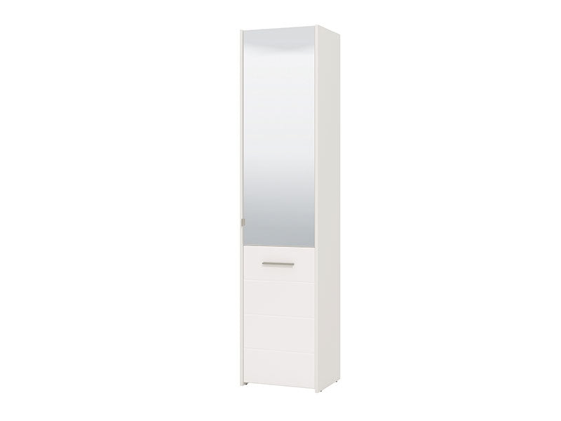 Lisbon White Mirrored 1 Door 30 Pair Tall Slim Shoe Cabinet Cupboard - 11012393