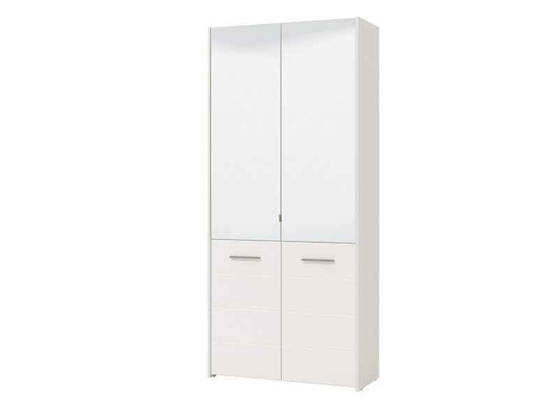 Lisbon White Mirrored Door 50 Pair Large Shoe Cabinet Cupboard - 11011487