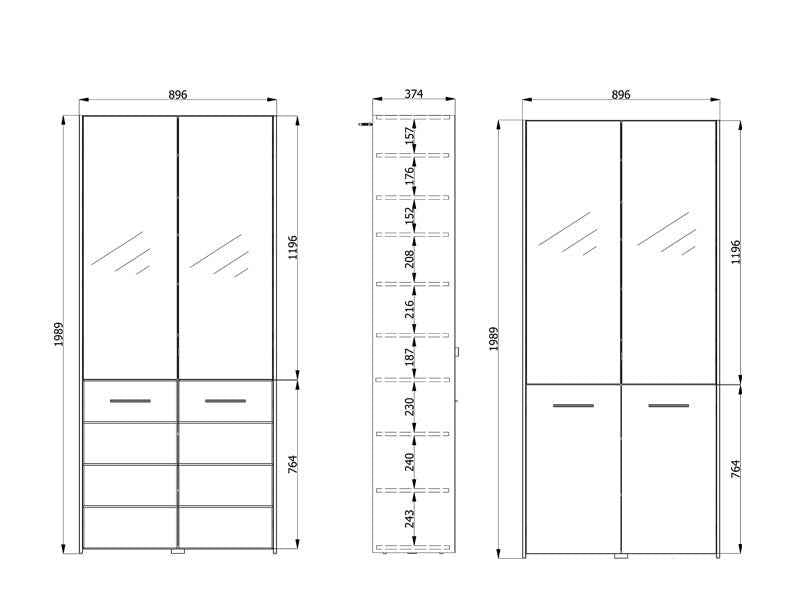 Lisbon White Mirrored Door 50 Pair Large Shoe Cabinet Cupboard - 11011487
