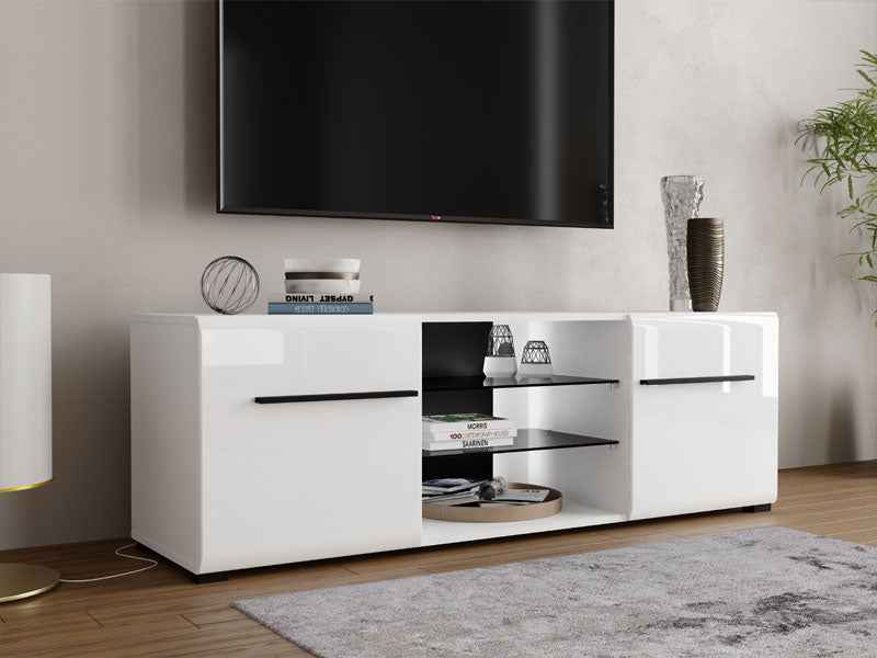Moderna Large Tall White Gloss TV Cabinet for upto 65inch TV 11008824