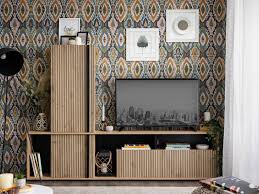 Heraklion Artisan Oak Effect Slatted TV Entertainment Unit - 11013496