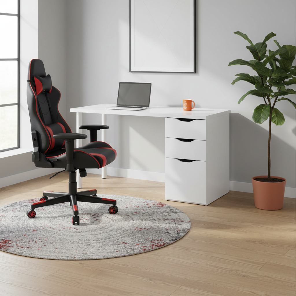 Bronya Arctic White Computer Desk with Drawers-004604A
