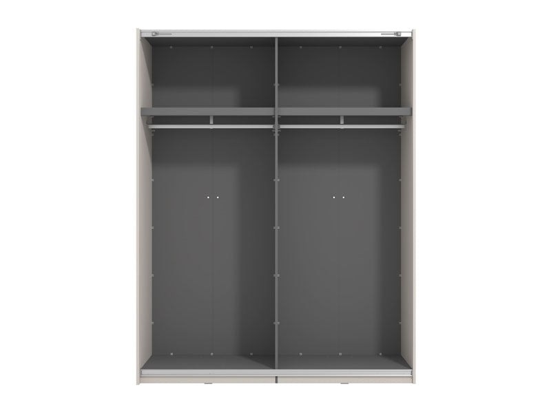 Veymont Cashmere Taupe And Mirrored 150cm Sliding Door Wardrobe - 11014744