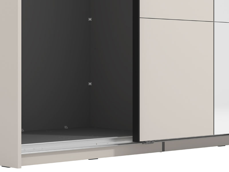 Veymont Cashmere Taupe And Mirrored 150cm Sliding Door Wardrobe - 11014744