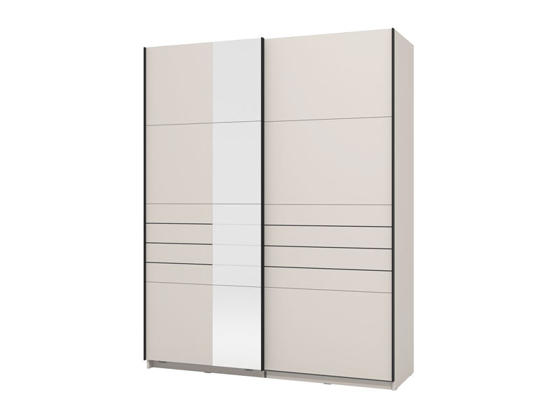 Veymont Cashmere Taupe And Mirrored 150cm Sliding Door Wardrobe - 11014744