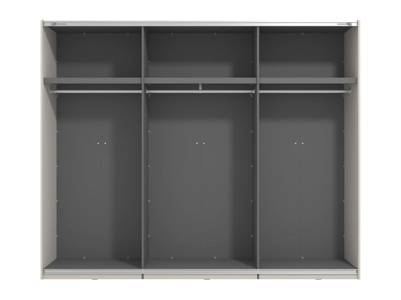 Veymont Cashmere Taupe And Mirrored Extra Large 270cm Sliding Door Wardrobe - 11014748