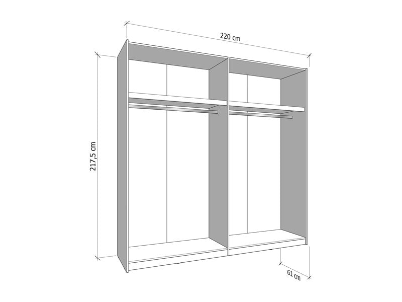 Veymont Cashmere Taupe And Mirrored Large 220cm Sliding Door Wardrobe - 11014746