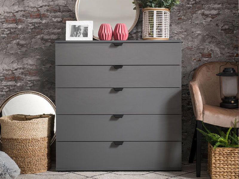 Palma Modern Large Chest Of Drawers in Grey- 11008297