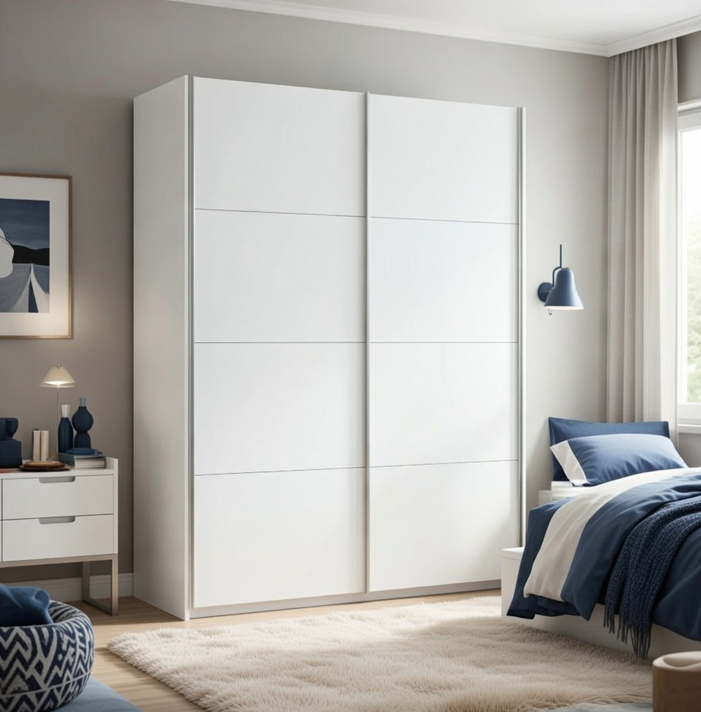 Lira Artic White Wide 150cm Sliding Door Wardrobe - ARM150A