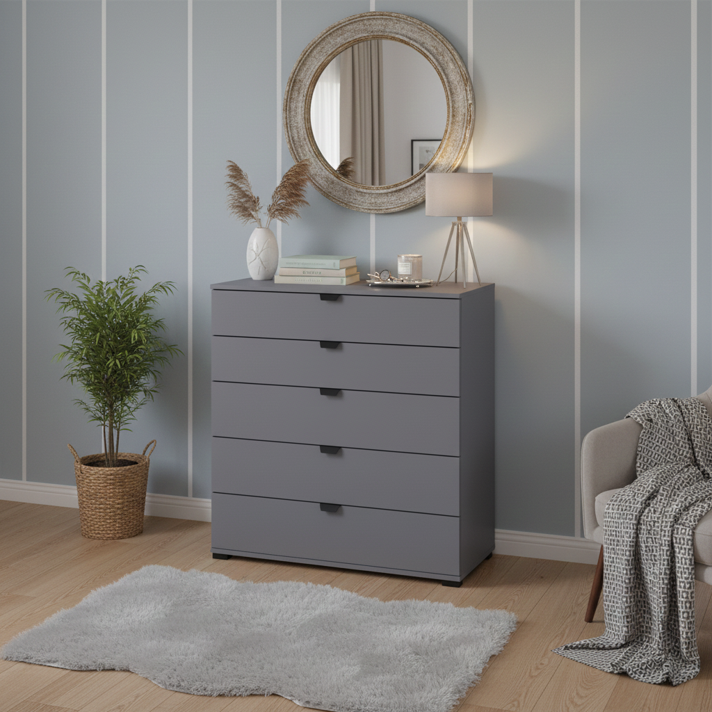 Palma Modern Large Chest Of Drawers in Grey- 11008297