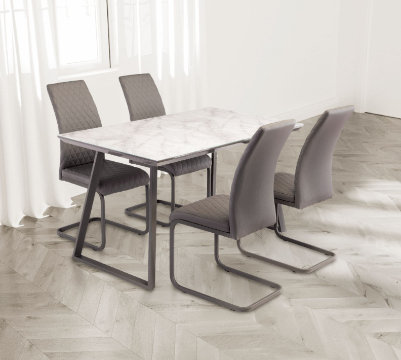 Dinero Grey Marble 140cm Wide Dining Table