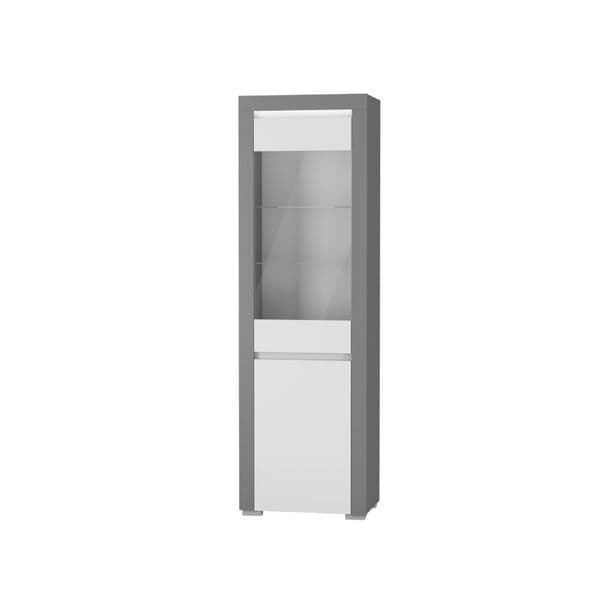 Chicago White and Grey Tall Display Cabinet with Glass Door and LED Lights - ABW-2 - N14