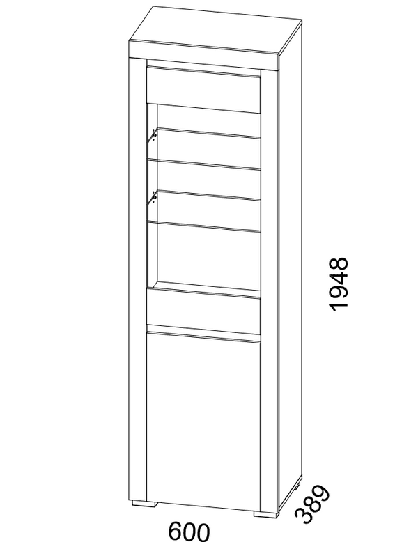 Chicago White and Grey Tall Display Cabinet with Glass Door and LED Lights - ABW-2 - N14