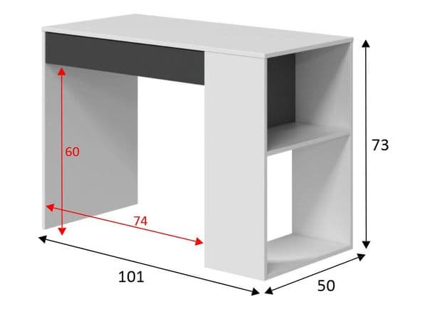 Abot Grey and White Desk with Drawer and Shelves-0Z2313A