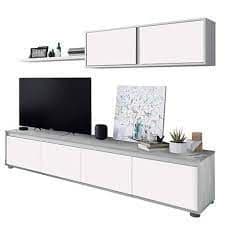 Alisa Concrete Grey And White TV Entertainment Cabinet With Wall Unit -016663L
